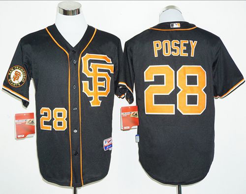 Giants #28 Buster Posey Black 2016 Cool Base Stitched MLB Jersey - Click Image to Close